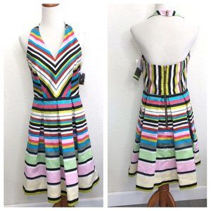 Taylor Multicolor Striped Backless Dress
